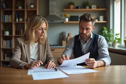 Femme et agent immobilier discutent d'un contrat dans un appartement moderne