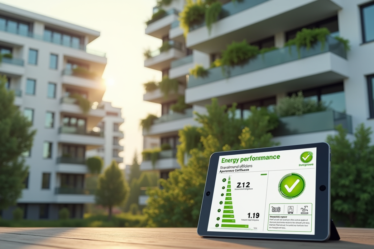 Façade d un immeuble moderne avec grandes fenêtres et plantes en balcon