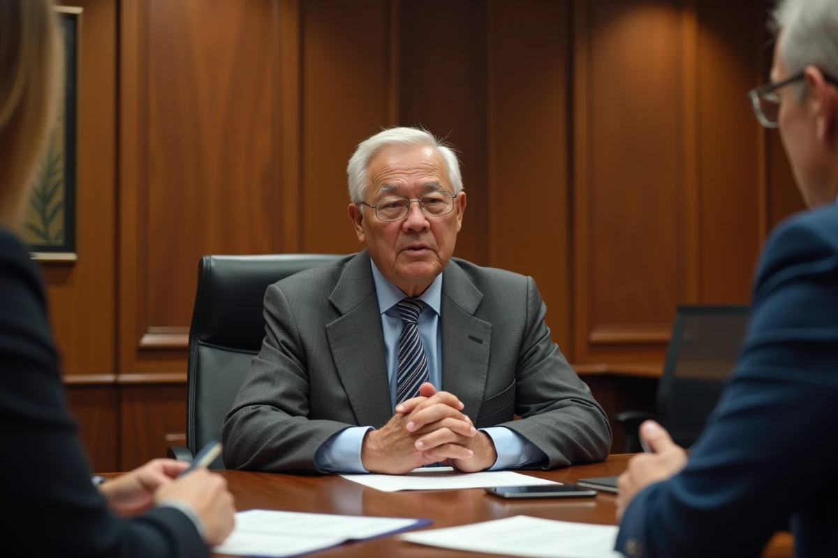 Homme âgé discute avec un notaire lors d