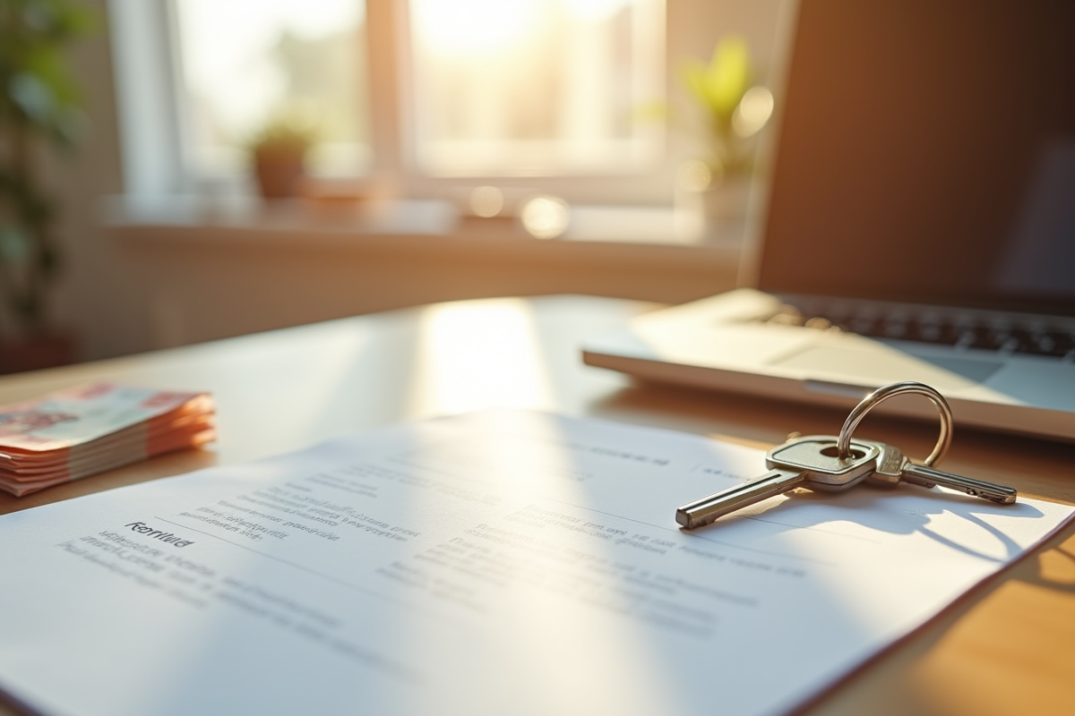 Clés d appartement avec argent et contrat de location