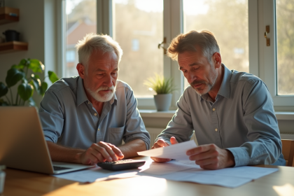 Couple inquiet examinant des documents de prêt immobilier