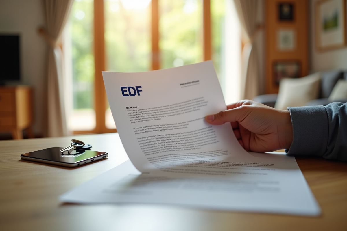 Main tenant une facture EDF près de l