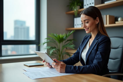 Femme d'affaires confiante dans un bureau moderne