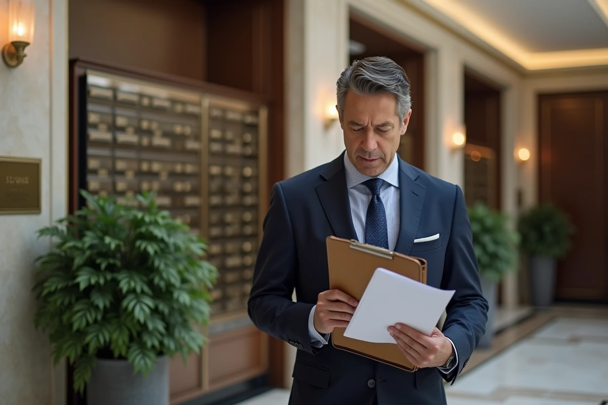 Homme d affaires en costume bleu dans le lobby de Monte Carlo Sun