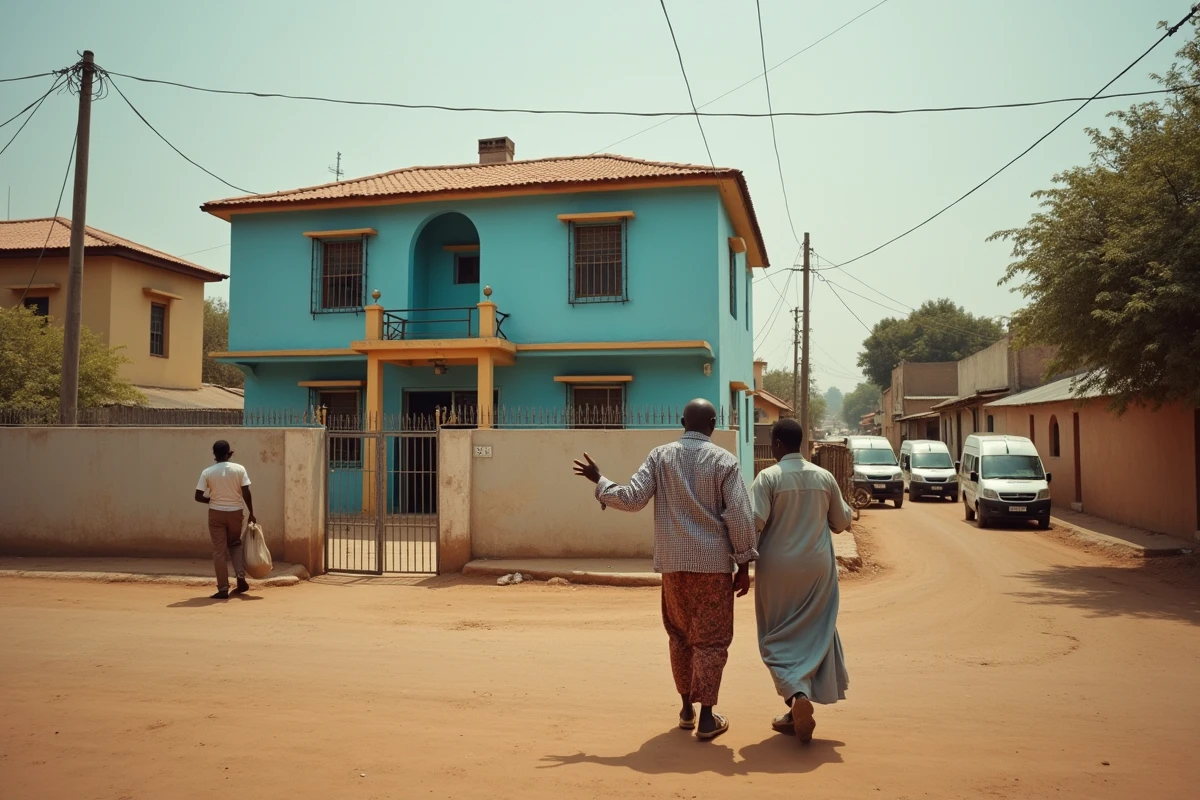 Couple visitant une maison à vendre dans le quartier populaire des Parcelles Assainies à Dakar