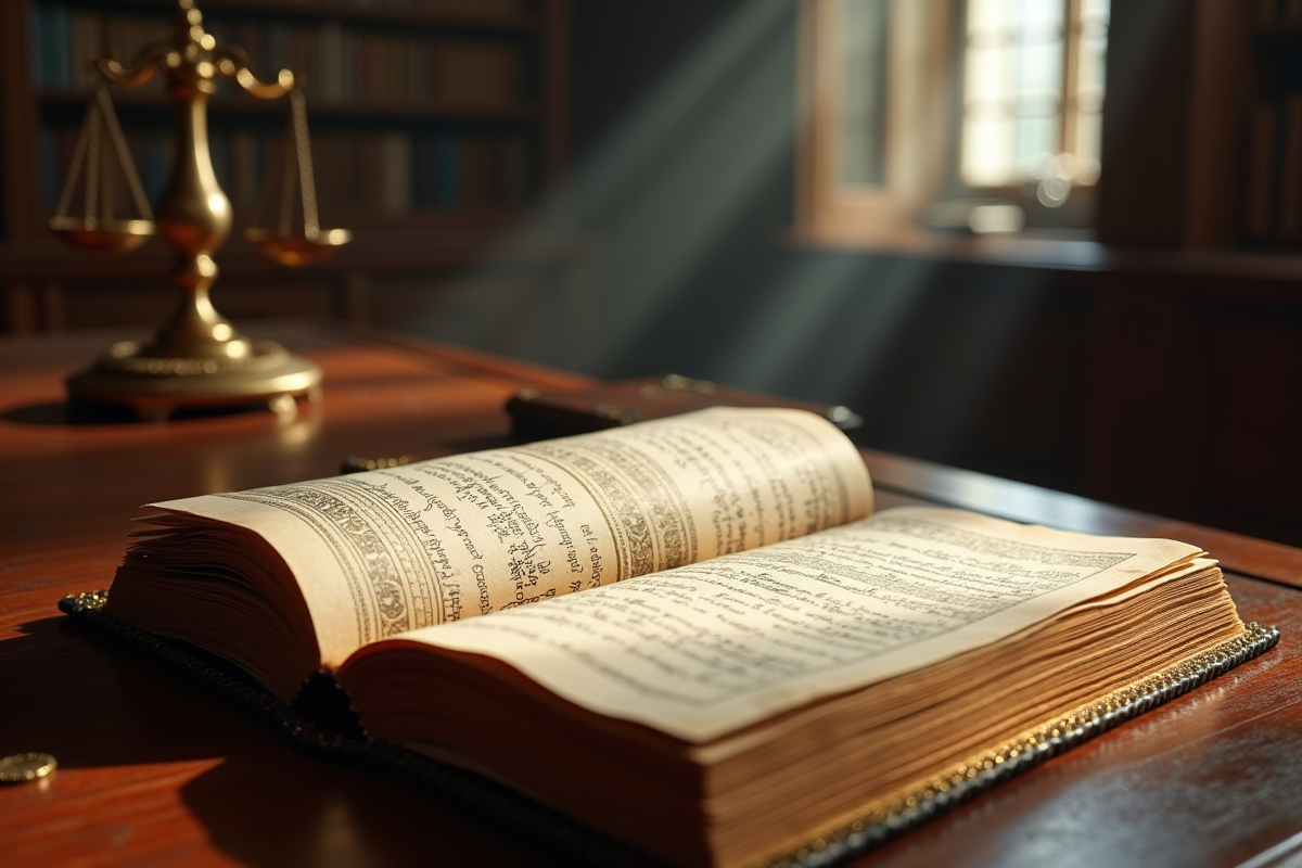 Registre financier ancien sur bureau en bibliothèque de château